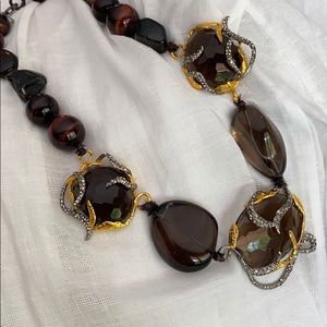 Alexis Bittar necklace w. brown stones & diamonds